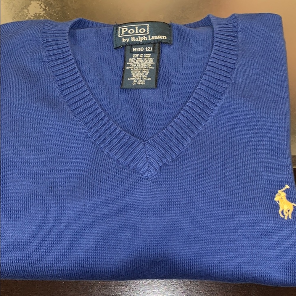 Boys Blue Polo V-neck sweater